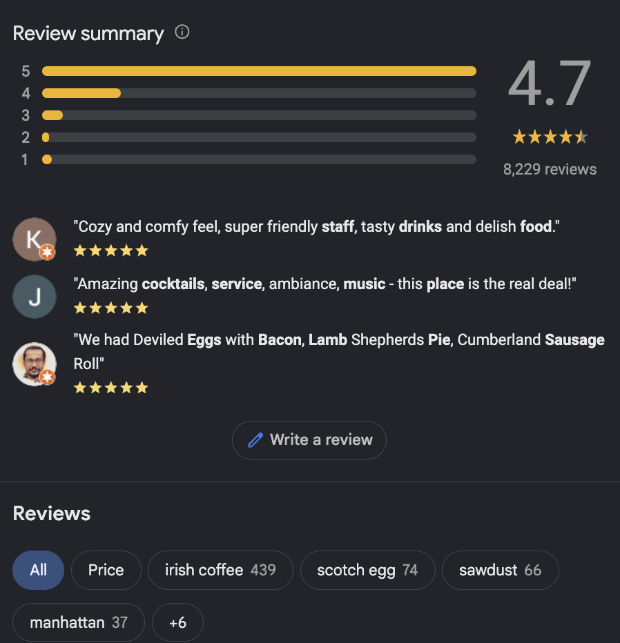 good restaurant review examples