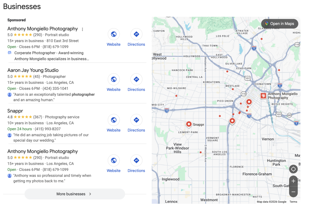 local photographer review examples
